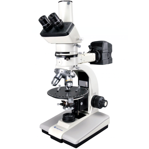 What kind of lens is used in optical microscopes?